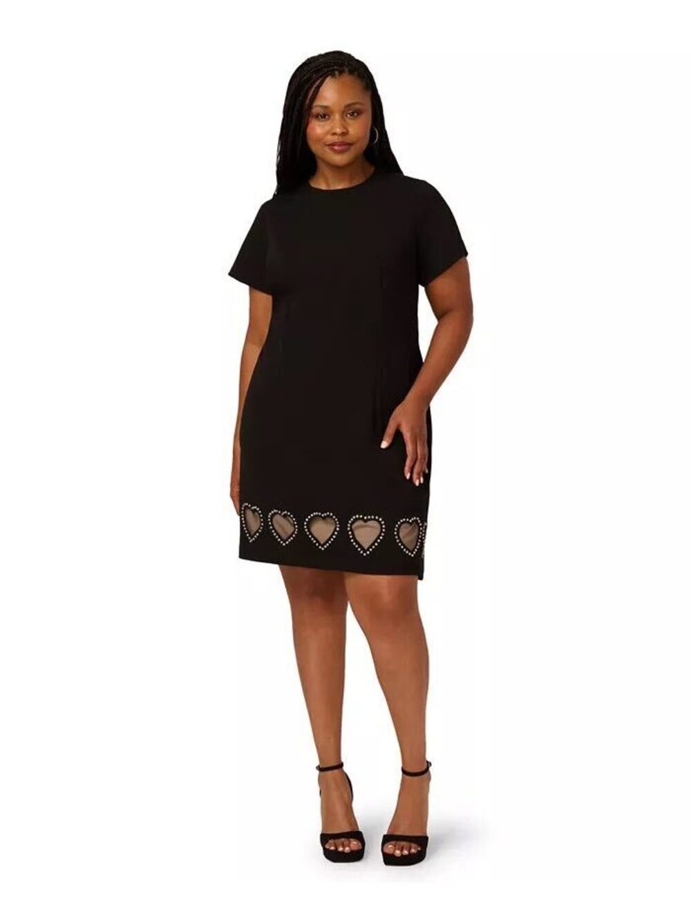 Adrianna Adrianna Plus Size Beaded Short Sleeve Dress